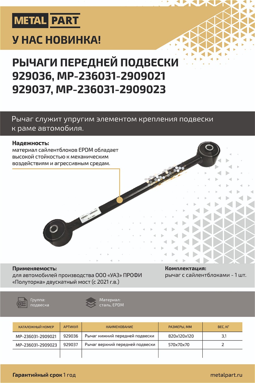Новинка в нашем каталоге — рычаги передней подвески